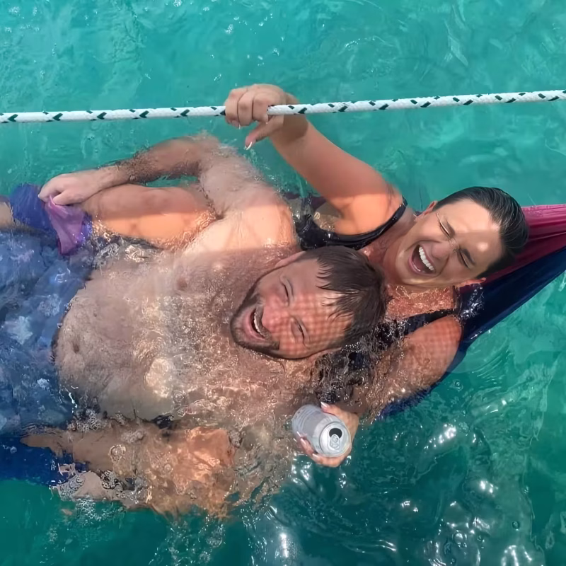 Honeymoon couple on a boat vacation in the Caribbean